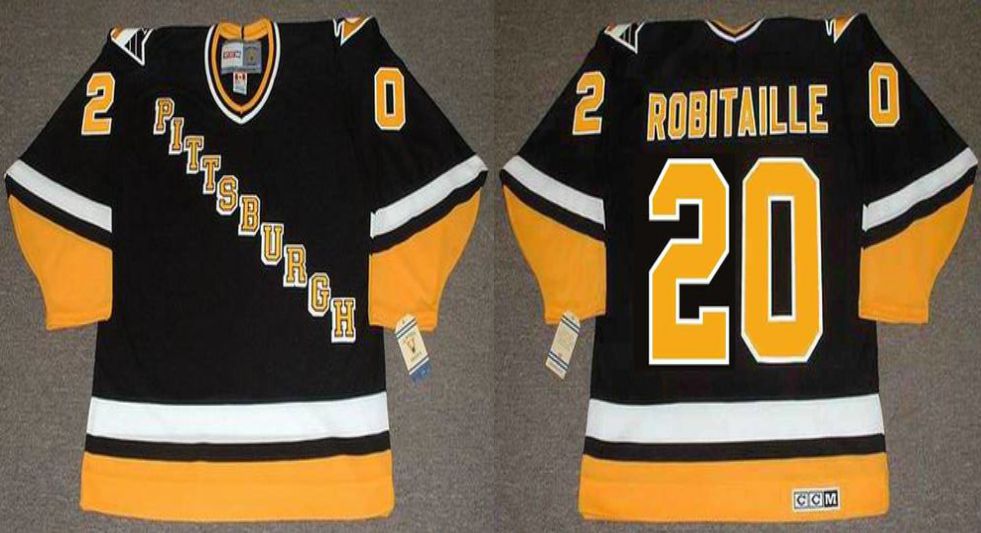 2019 Men Pittsburgh Penguins 20 Robitaille Black CCM NHL jerseys